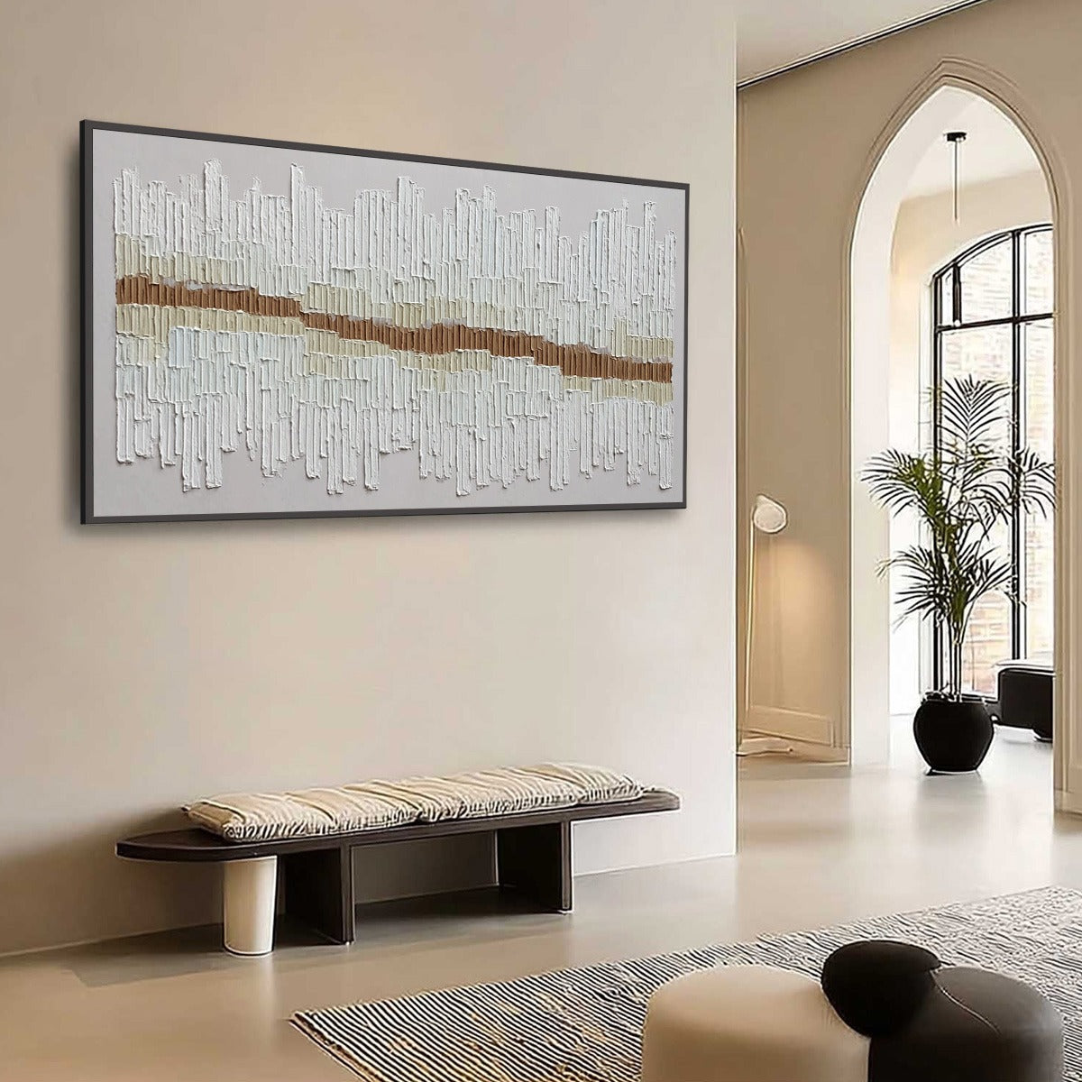 URBAN RHYTHM: Large Horizontal Textured Minimalist Abstract Painting