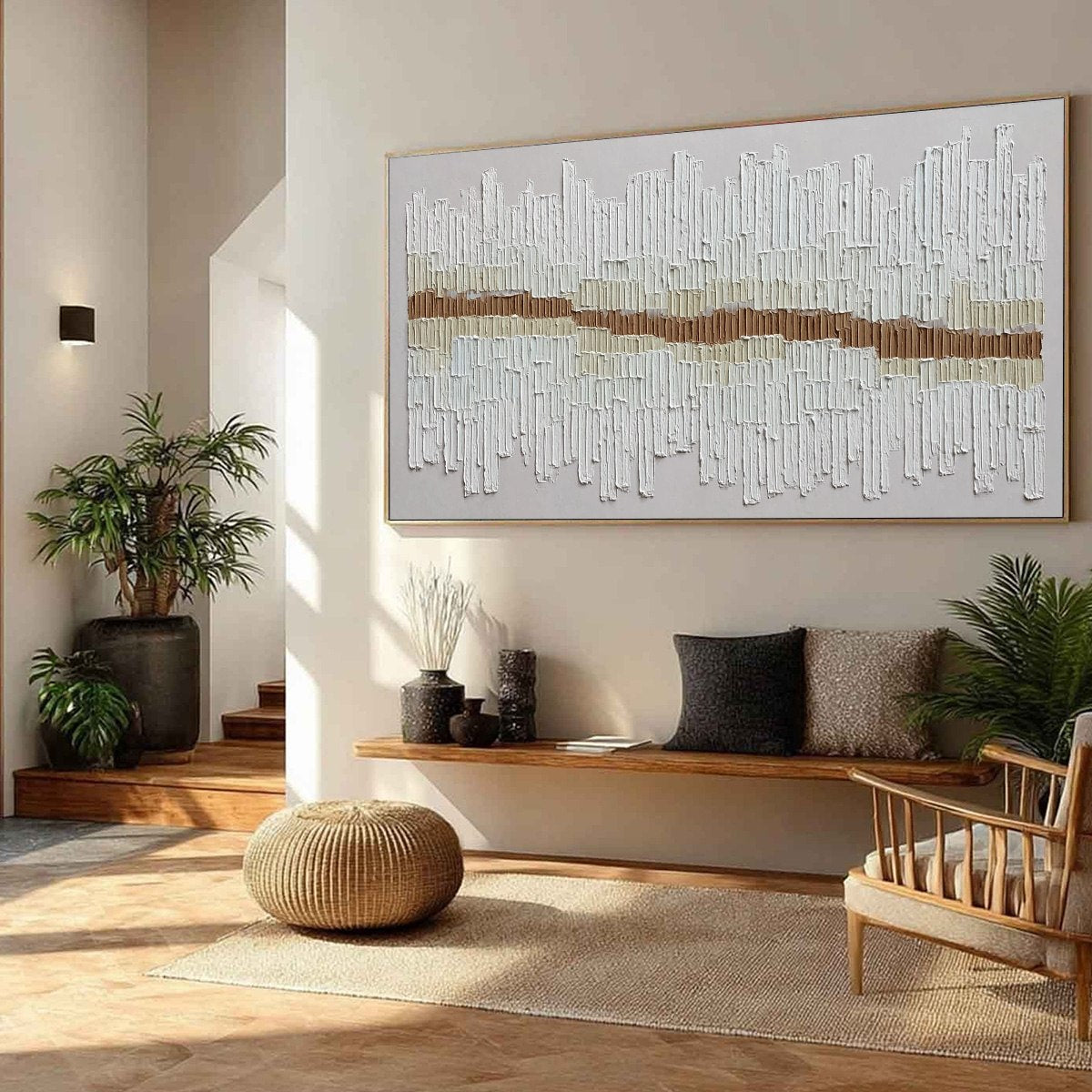 URBAN RHYTHM: Large Horizontal Textured Minimalist Abstract Painting