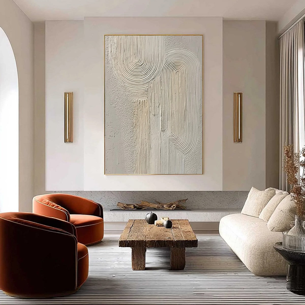 URBAN SANCTUARY: Textured Minimalist Arch Abstract Painting
