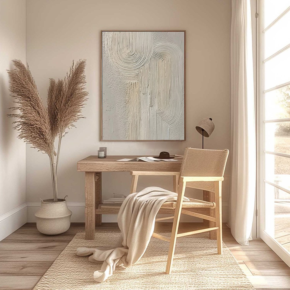 URBAN SANCTUARY: Textured Minimalist Arch Abstract Painting