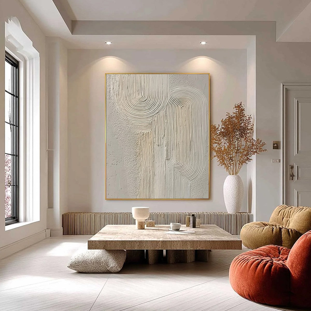 URBAN SANCTUARY: Textured Minimalist Arch Abstract Painting