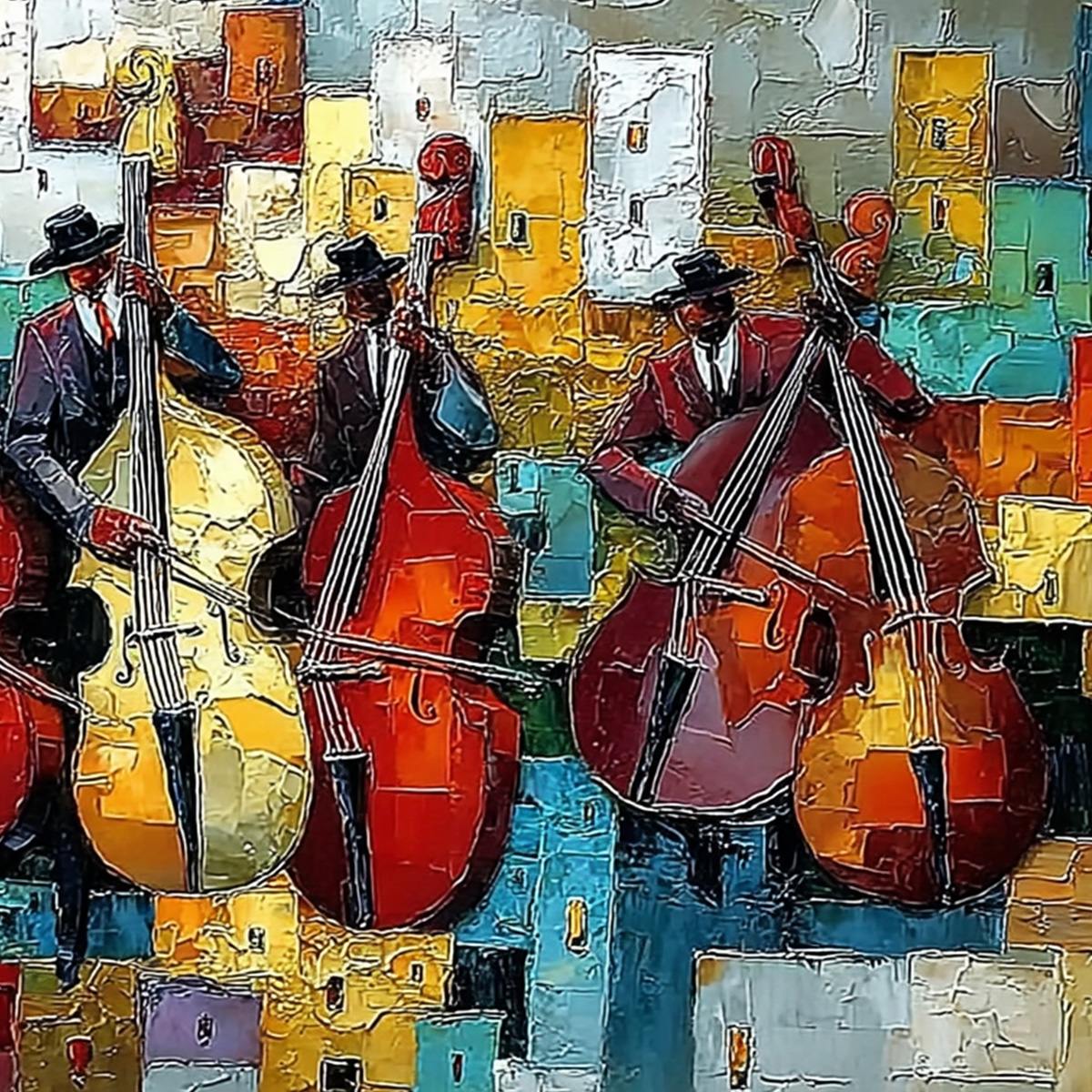 Urban Serenade | Textured Impasto Music & Cityscape Oil Painting
