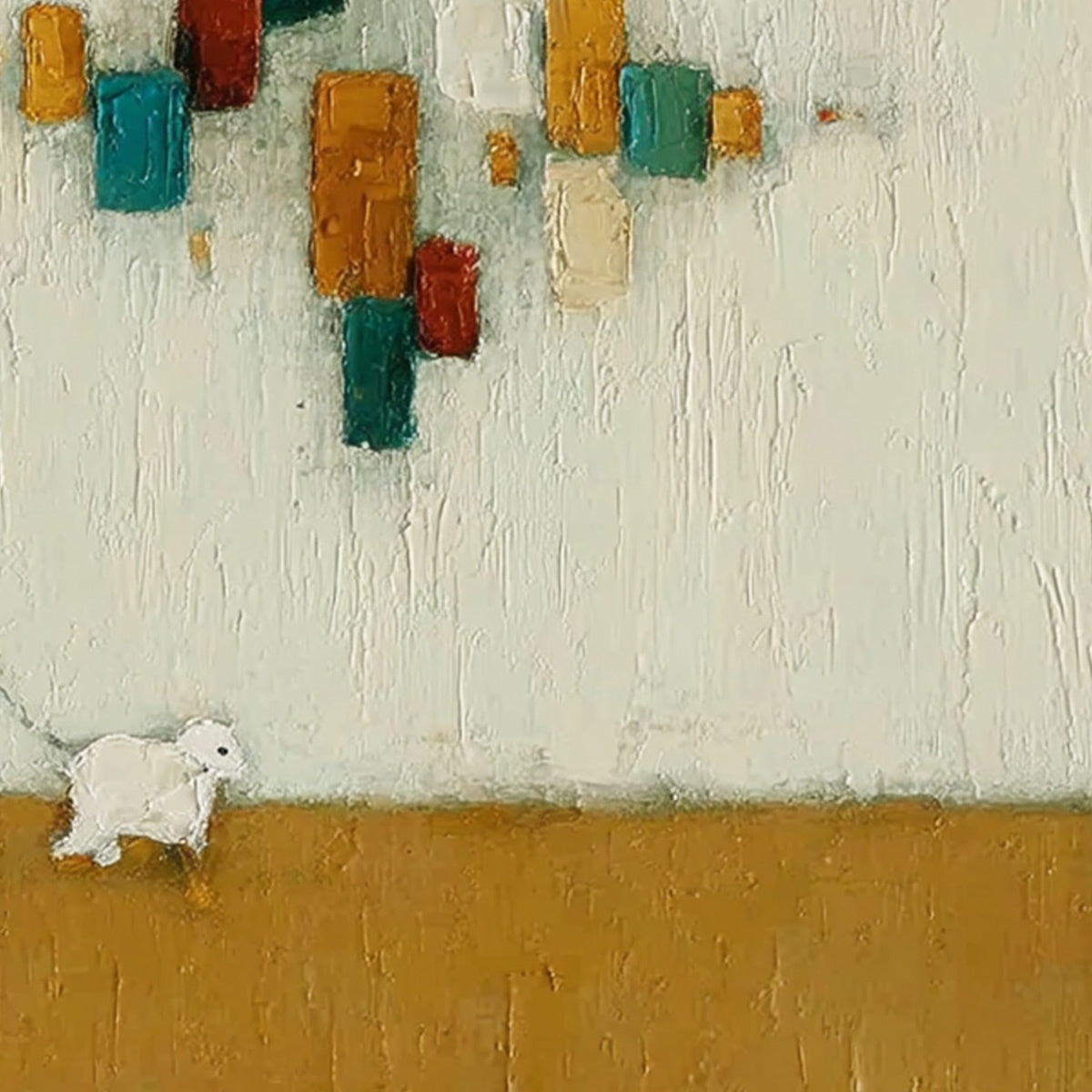URBAN STROLL: Textured Figurative Abstract Painting of a Walk with a Companion