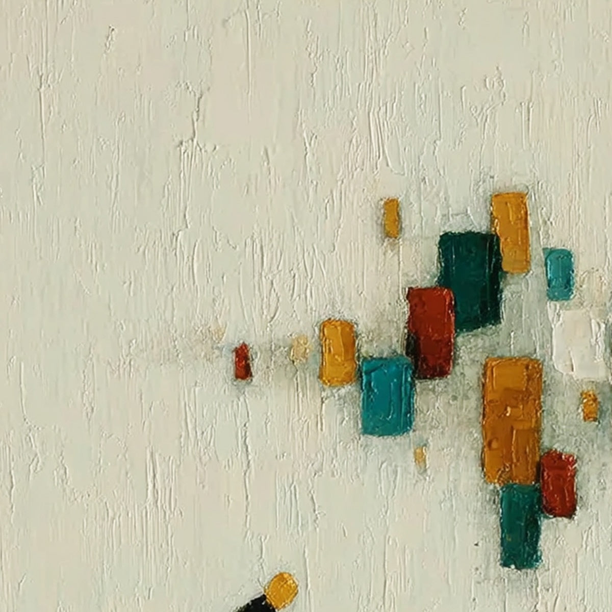 URBAN STROLL: Textured Figurative Abstract Painting of a Walk with a Companion
