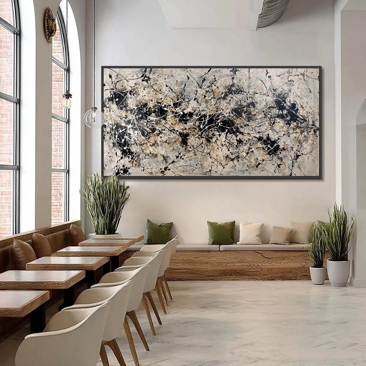 URBAN SYMPHONY: Large Black and White Abstract Textured Painting