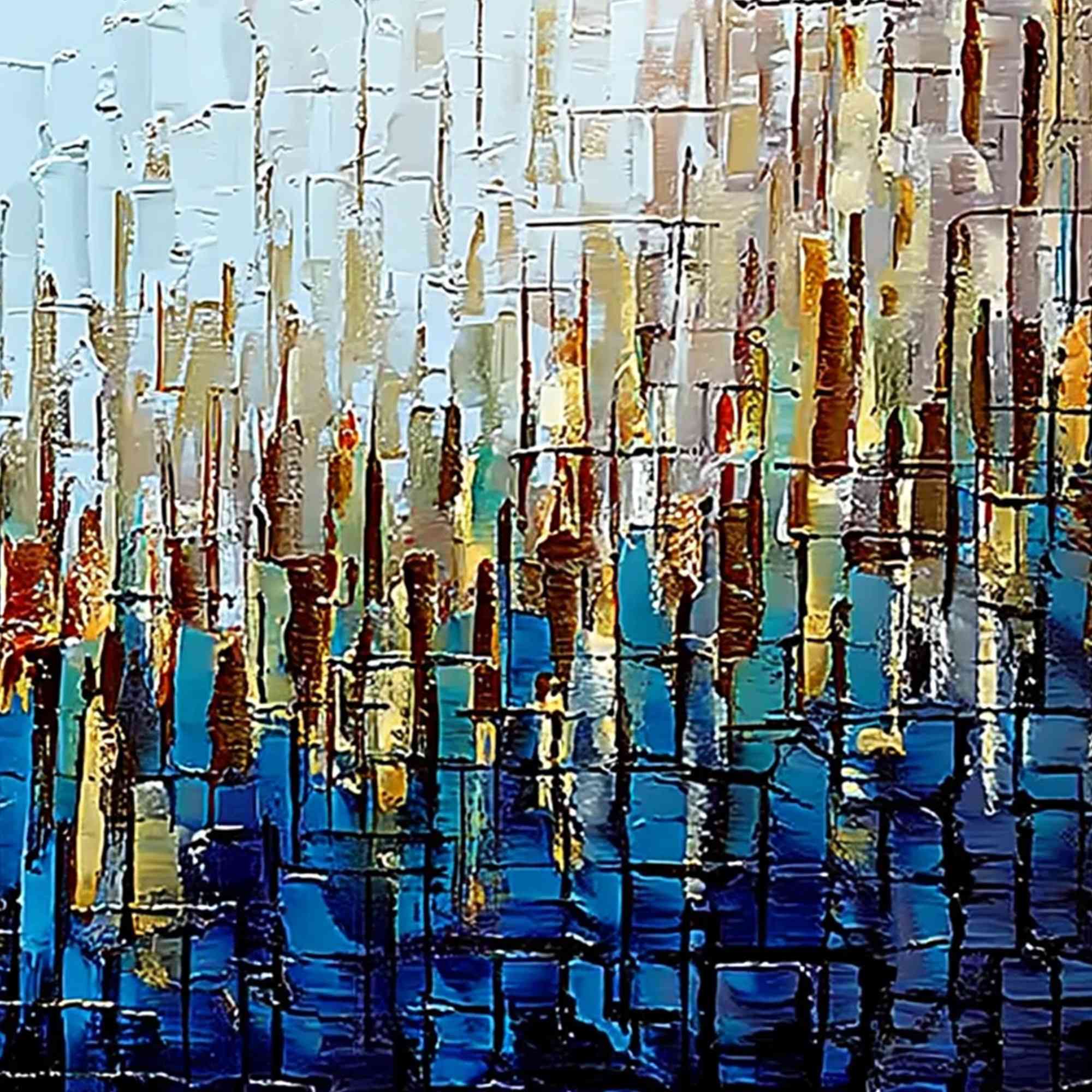 URBAN TWILIGHT: Heavily Textured Abstract Cityscape Oil Painting