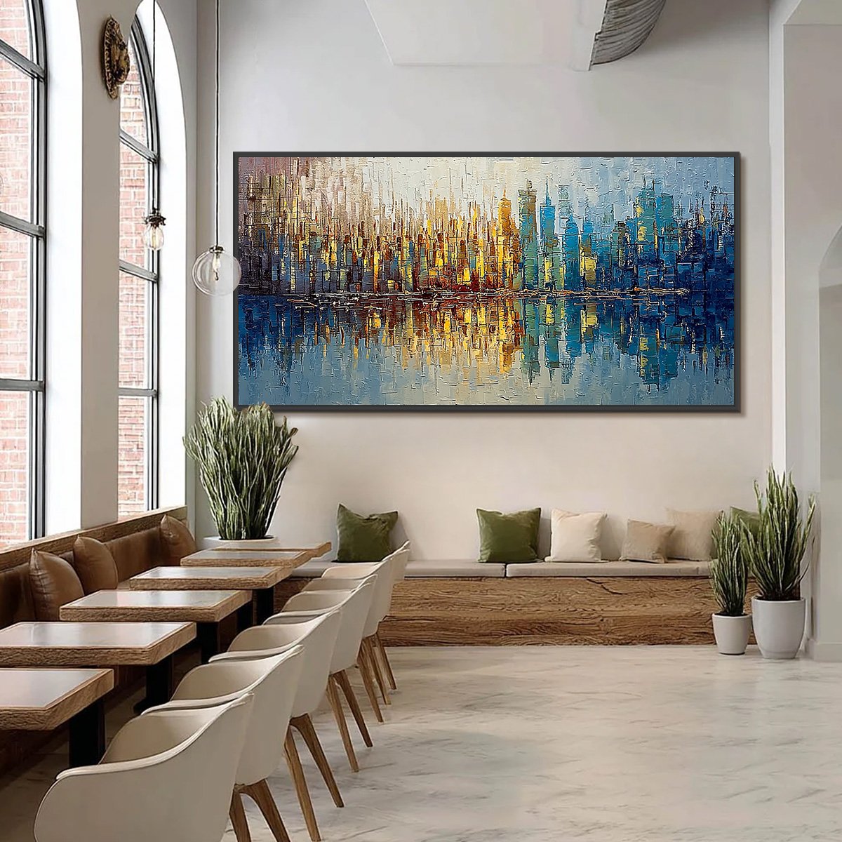 URBAN TWILIGHT: Textured Palette Knife Abstract Cityscape Painting