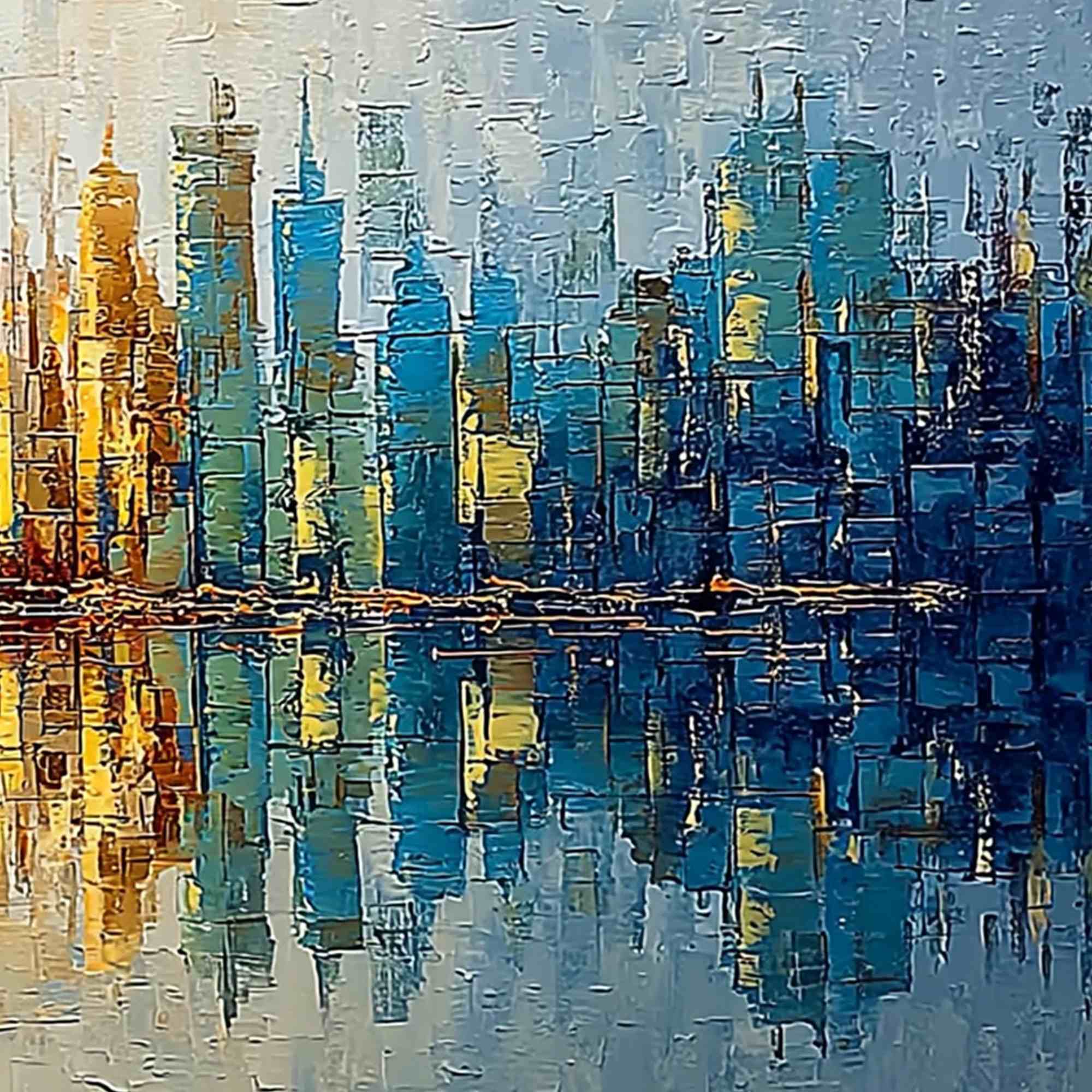 URBAN TWILIGHT: Textured Palette Knife Abstract Cityscape Painting