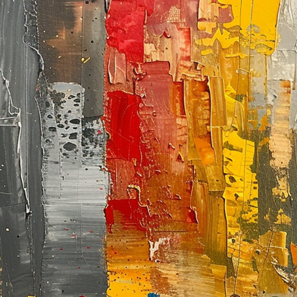 URBAN VIBRANCE: Textured Abstract Cityscape Oil Painting