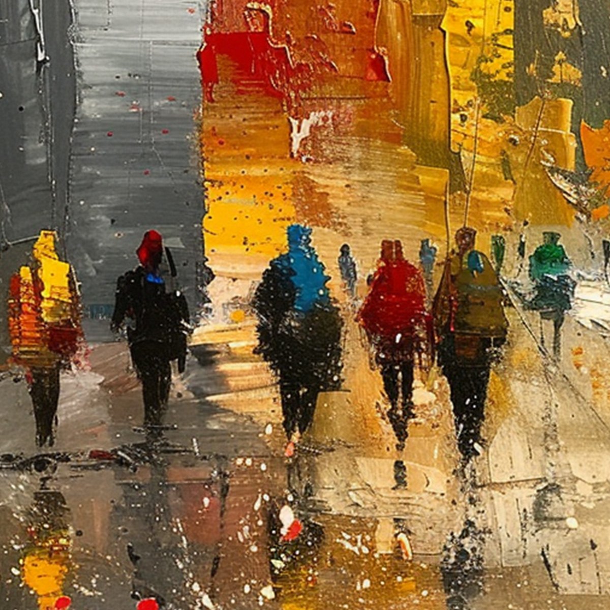 URBAN VIBRANCE: Textured Abstract Cityscape Oil Painting