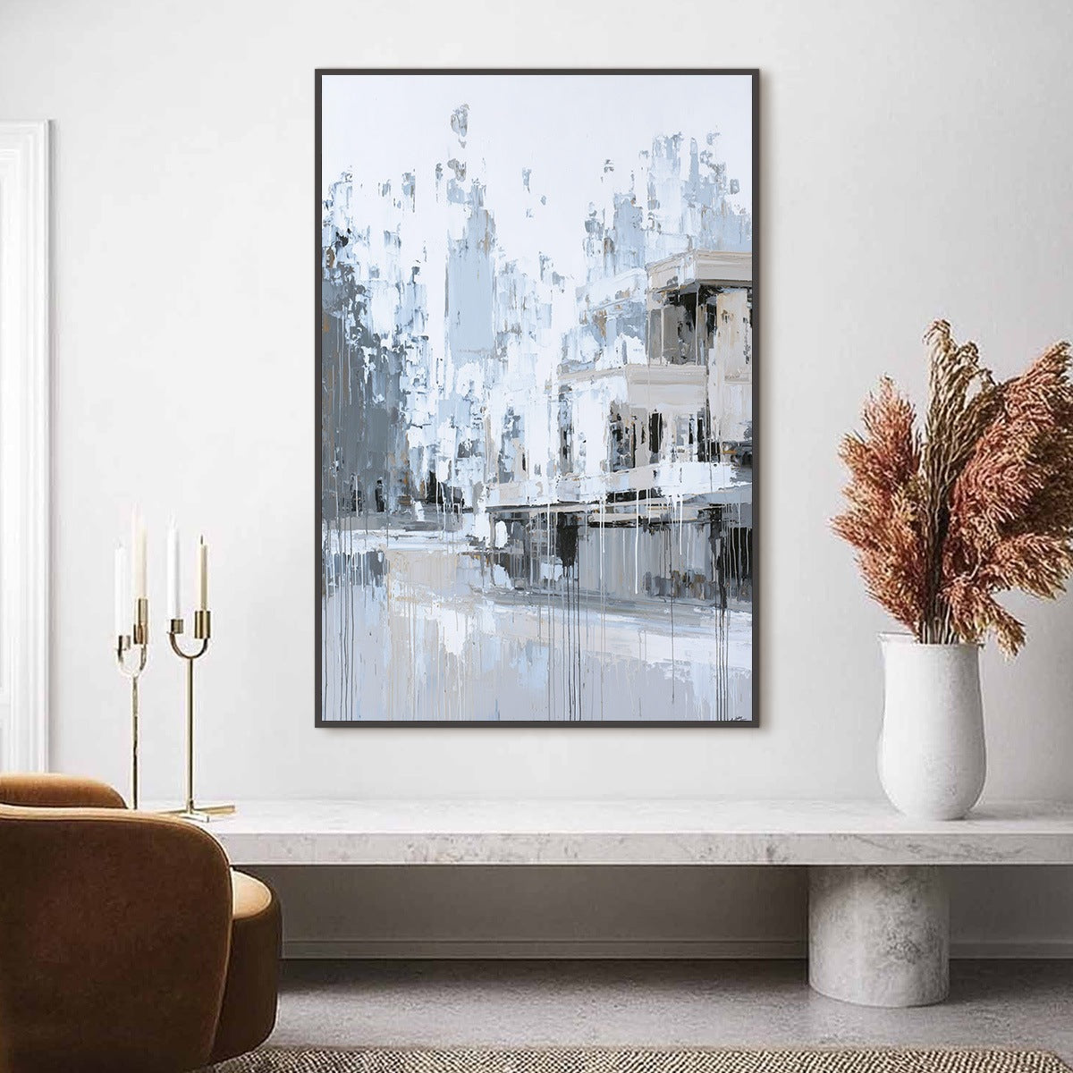 URBAN ECHO: Abstract Minimalist Cityscape Painting