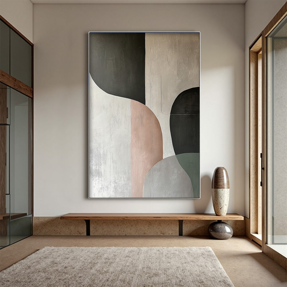 URBAN FORMS: Textured Minimalist Abstract Oil Painting