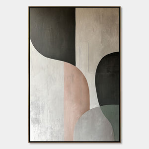Urban Forms: Original Minimalist Abstract Oil Painting - Textured Geometric Wall Art Decor