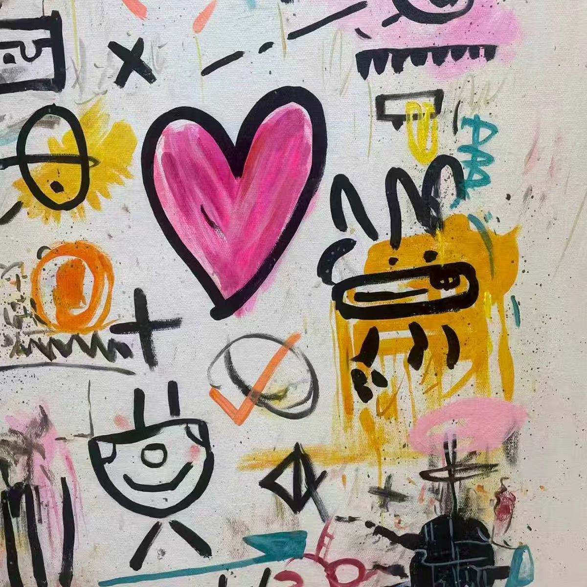 URBAN HEARTBEAT: Graffiti-Style Abstract Oil Painting