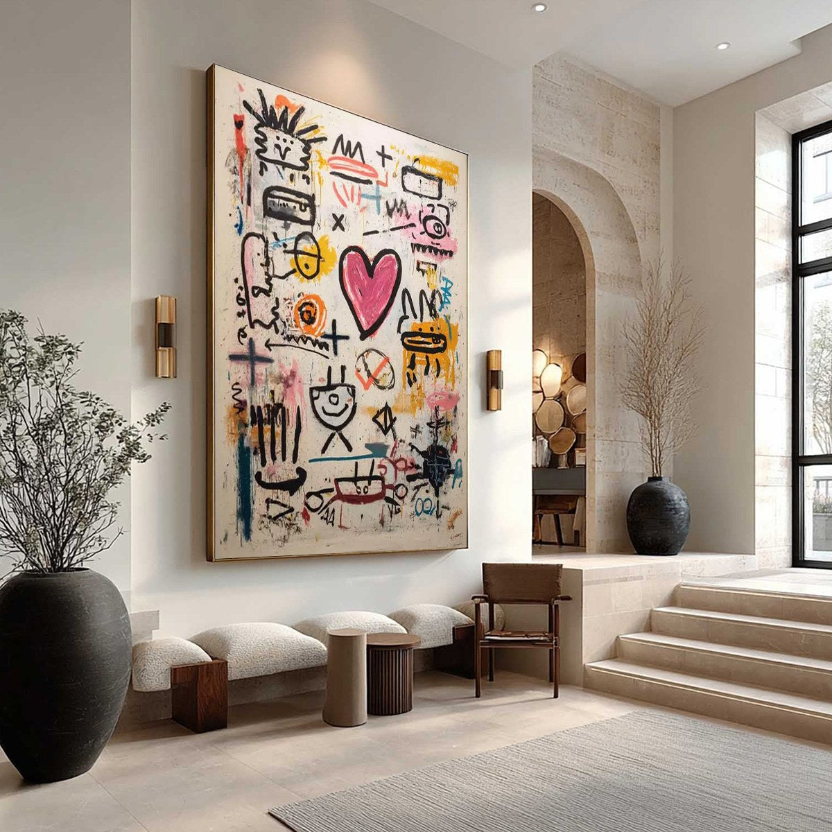 Urban Heartbeat: Graffiti-Style Abstract Oil Painting