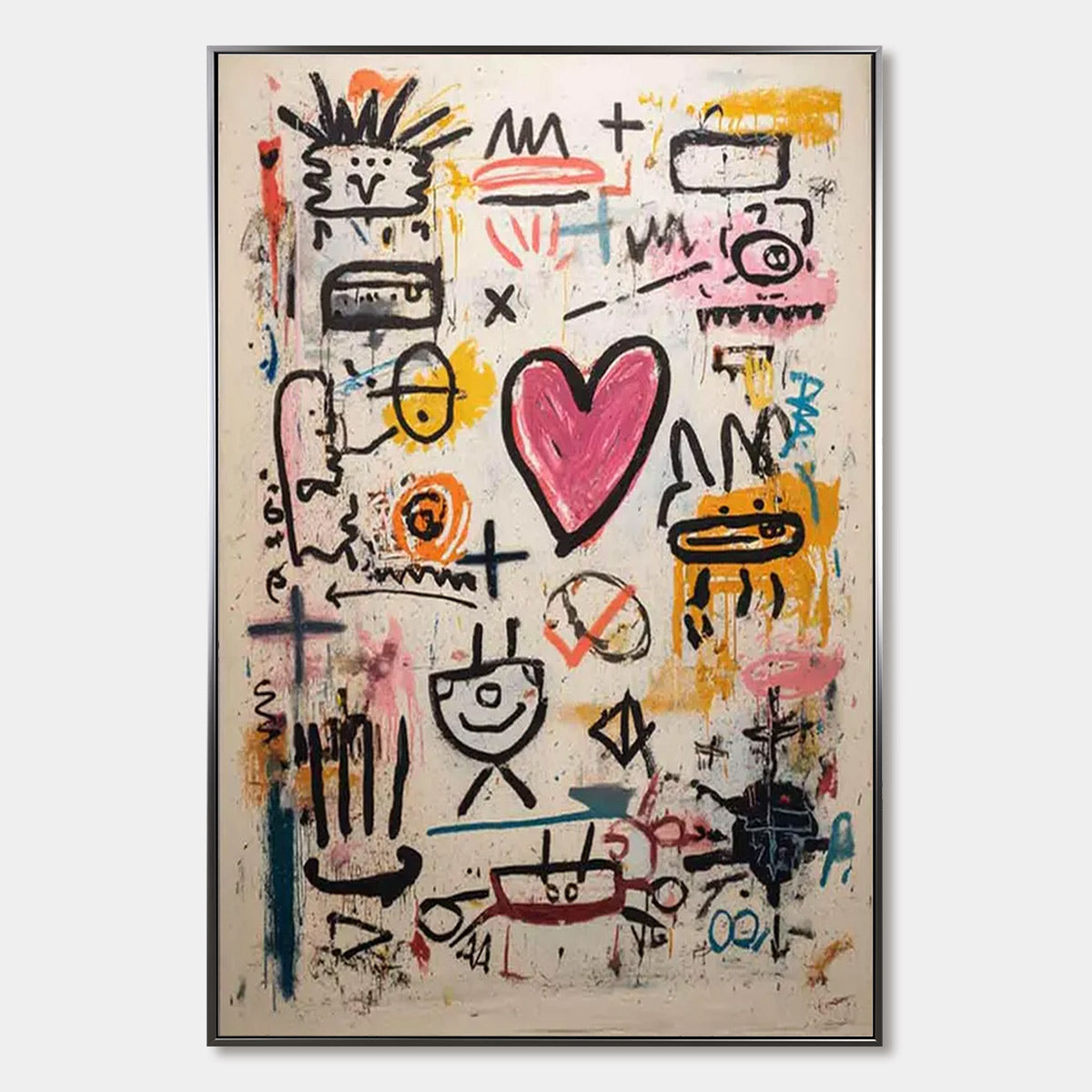 Urban Heartbeat: Graffiti-Style Abstract Oil Painting – MontCarta