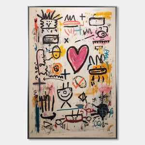 URBAN HEARTBEAT Graffiti-Style Abstract Oil Painting