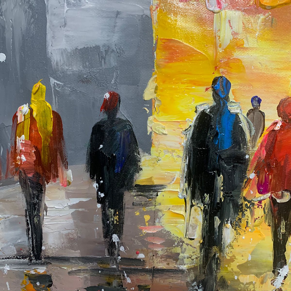 URBAN VIBRANCE: Textured Abstract Cityscape Oil Painting