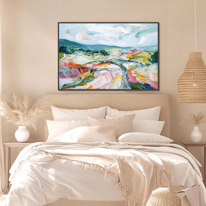 VALLEY IN BLOOM: Textured Palette Knife Abstract Landscape Painting