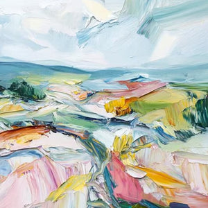 VALLEY IN BLOOM: Textured Palette Knife Abstract Landscape Painting