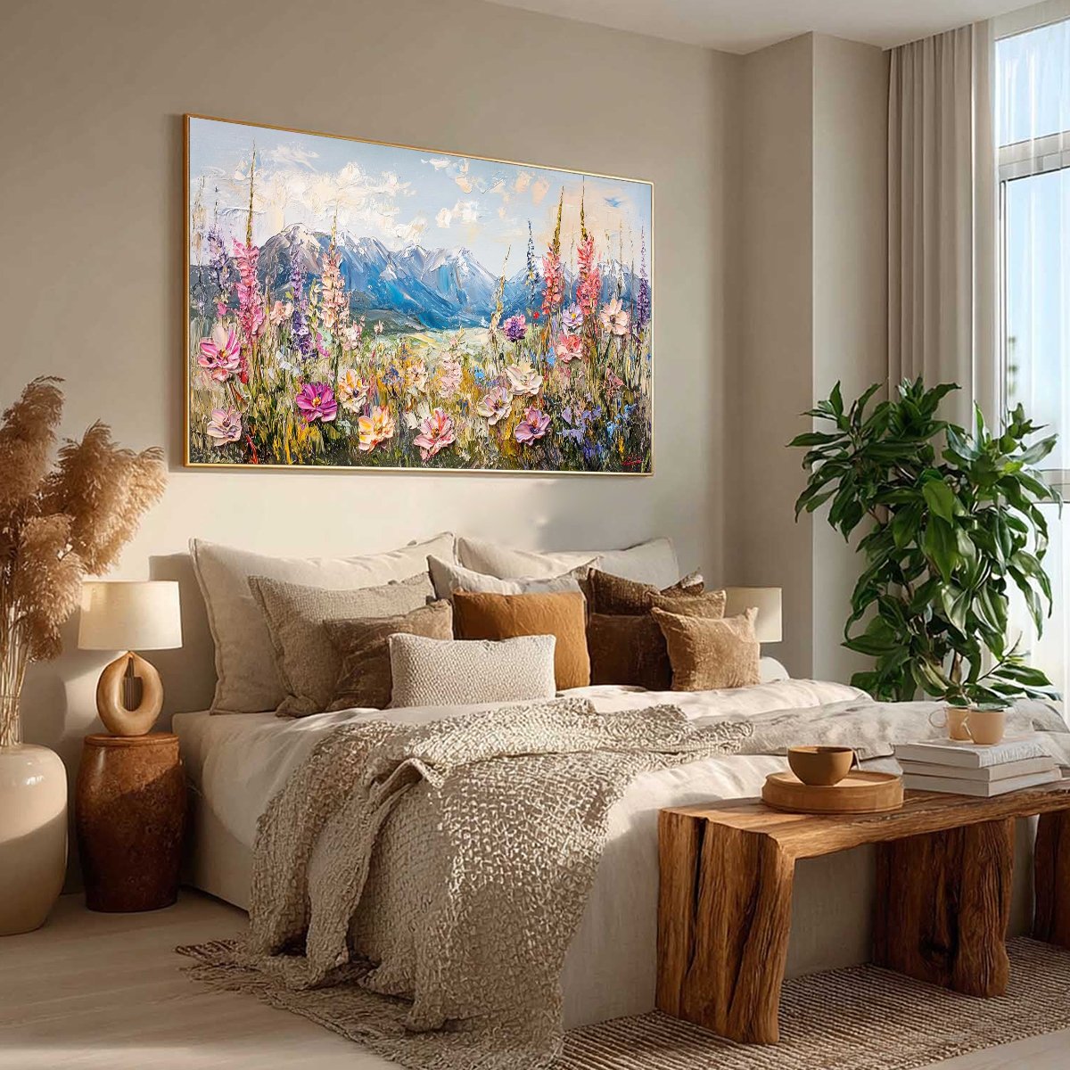 Valley Blossom impasto mountain wildflower oil painting on canvas