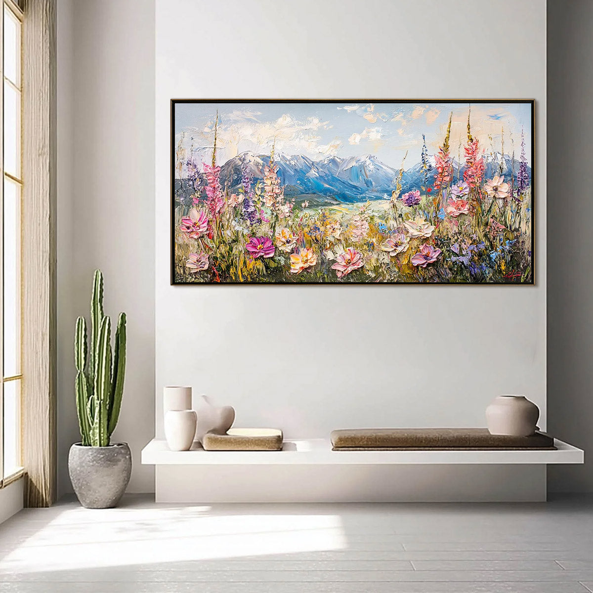 alley Blossom impasto mountain wildflower oil painting on canvas