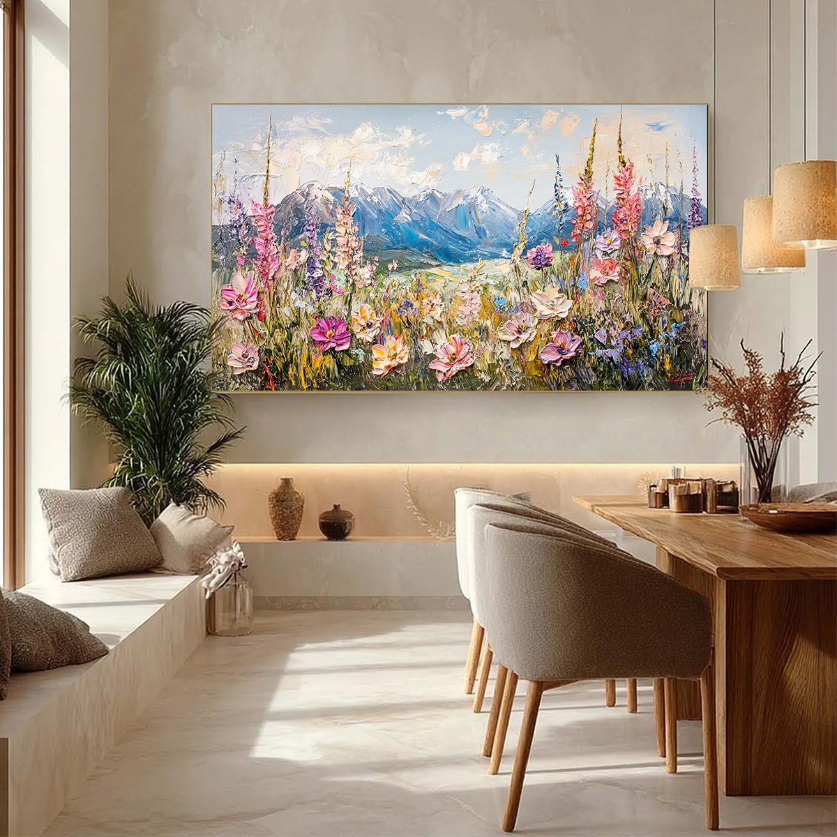 Valley Blossom impasto mountain wildflower oil painting on canvas