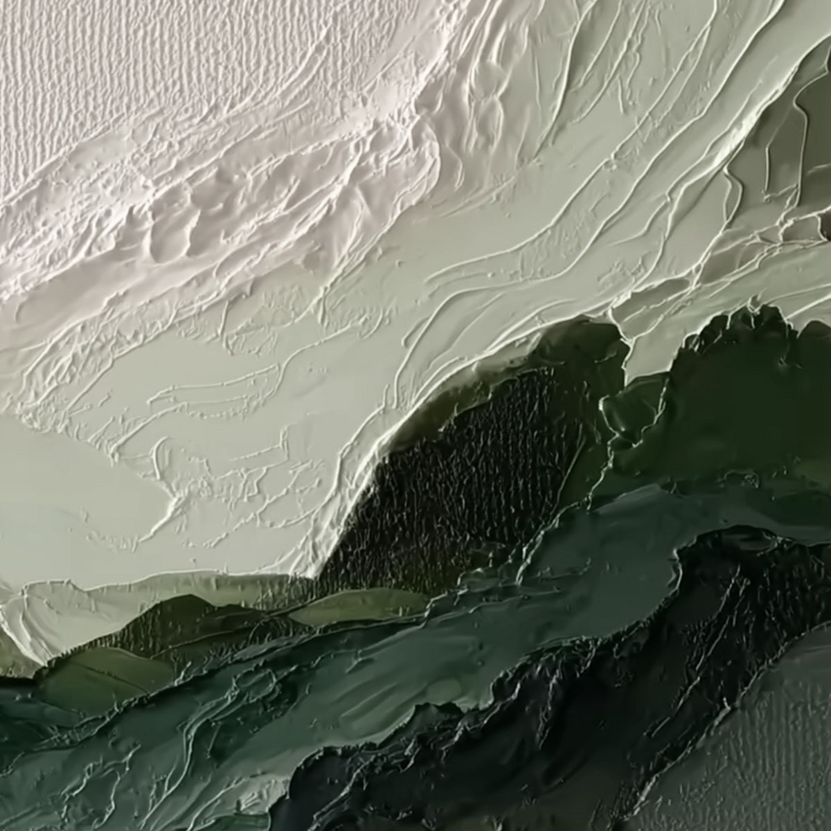 VERDANT ASCENT: Textured Wabi Sabi Mountain Landscape Painting