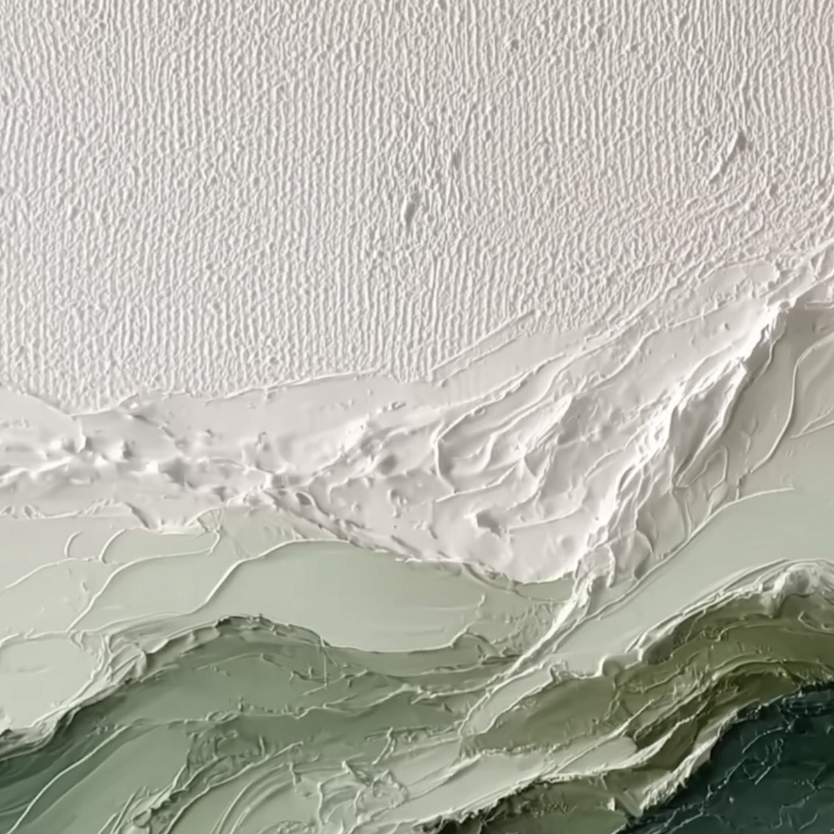 Verdant Ascent | Textured Green Mountain Landscape Painting