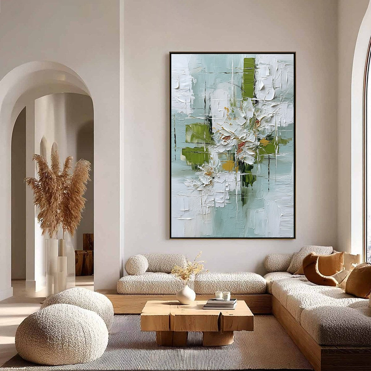 VERDANT BLOOM: Heavily Textured Abstract Floral Impasto Painting