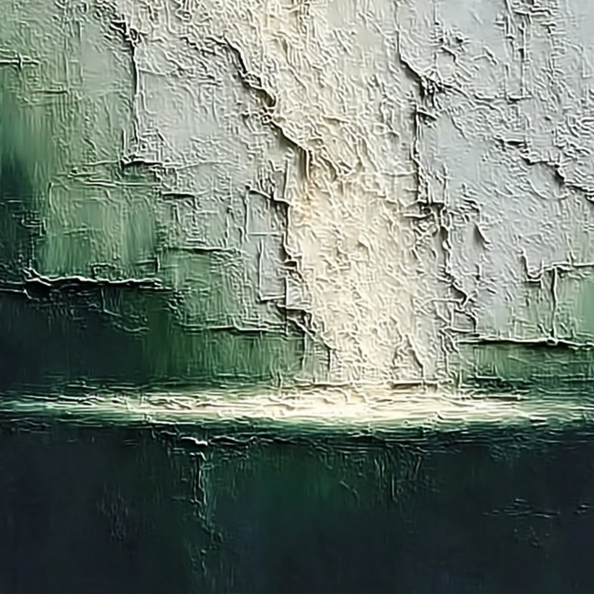 VERDANT CHASM: Textured Wabi Sabi Abstract Landscape Painting