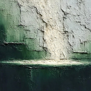 VERDANT CHASM: Textured Wabi Sabi Abstract Landscape Painting