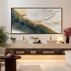 VERDANT COAST: Wabi Sabi Style Textured Abstract Landscape Painting