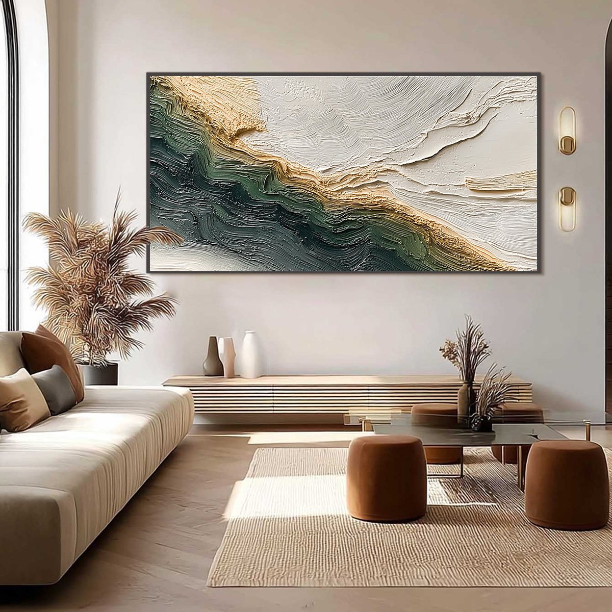 VERDANT COAST: Wabi Sabi Style Textured Abstract Landscape Painting