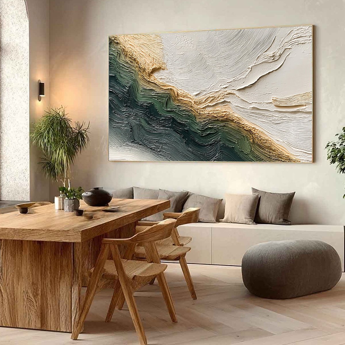 VERDANT COAST: Wabi Sabi Style Textured Abstract Landscape Painting