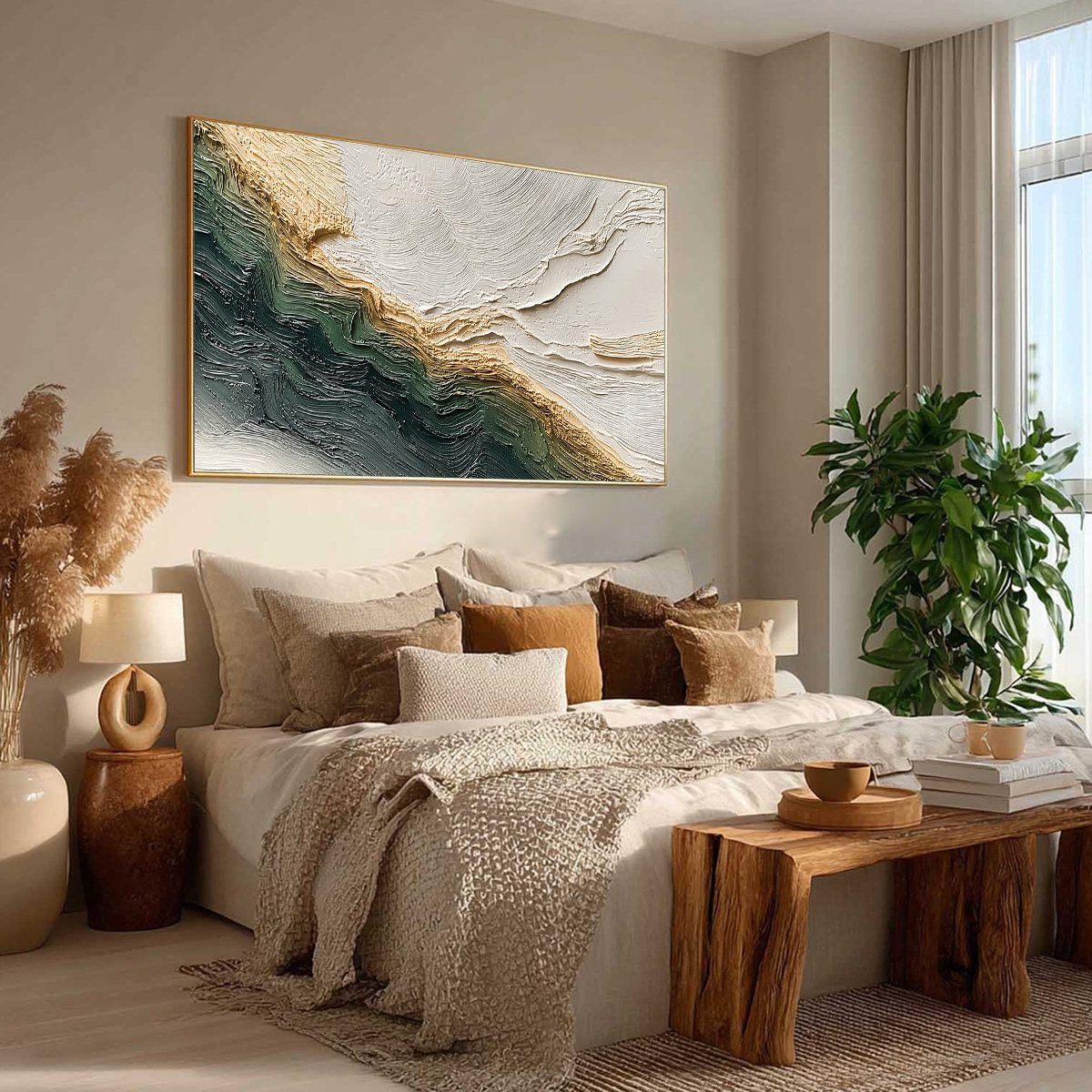 VERDANT COAST: Wabi Sabi Style Textured Abstract Landscape Painting