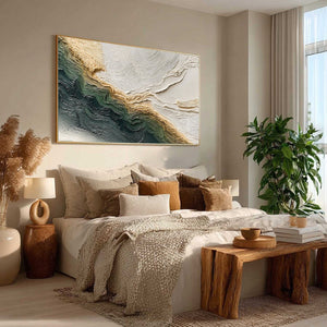 VERDANT COAST: Wabi Sabi Style Textured Abstract Landscape Painting