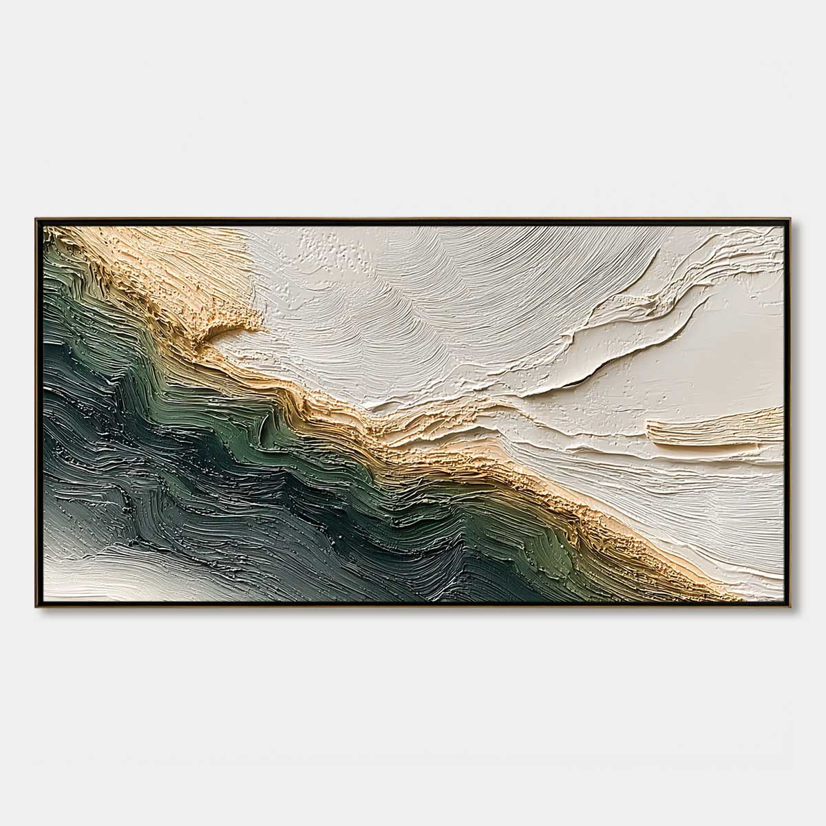 Verdant Coast | Textured Abstract Landscape Oil Painting