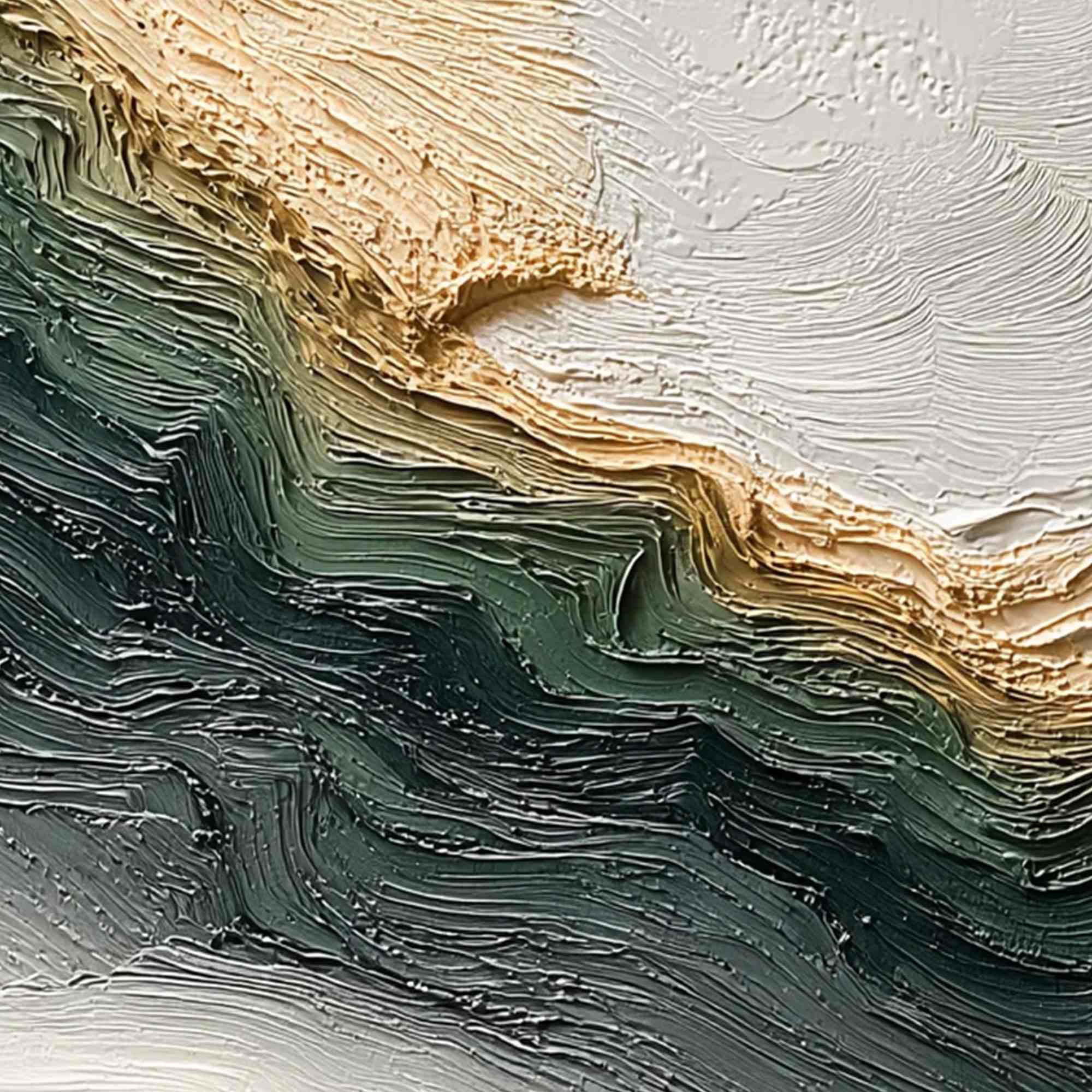 Verdant Coast | Textured Abstract Landscape Oil Painting