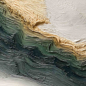 VERDANT COAST: Wabi Sabi Style Textured Abstract Landscape Painting