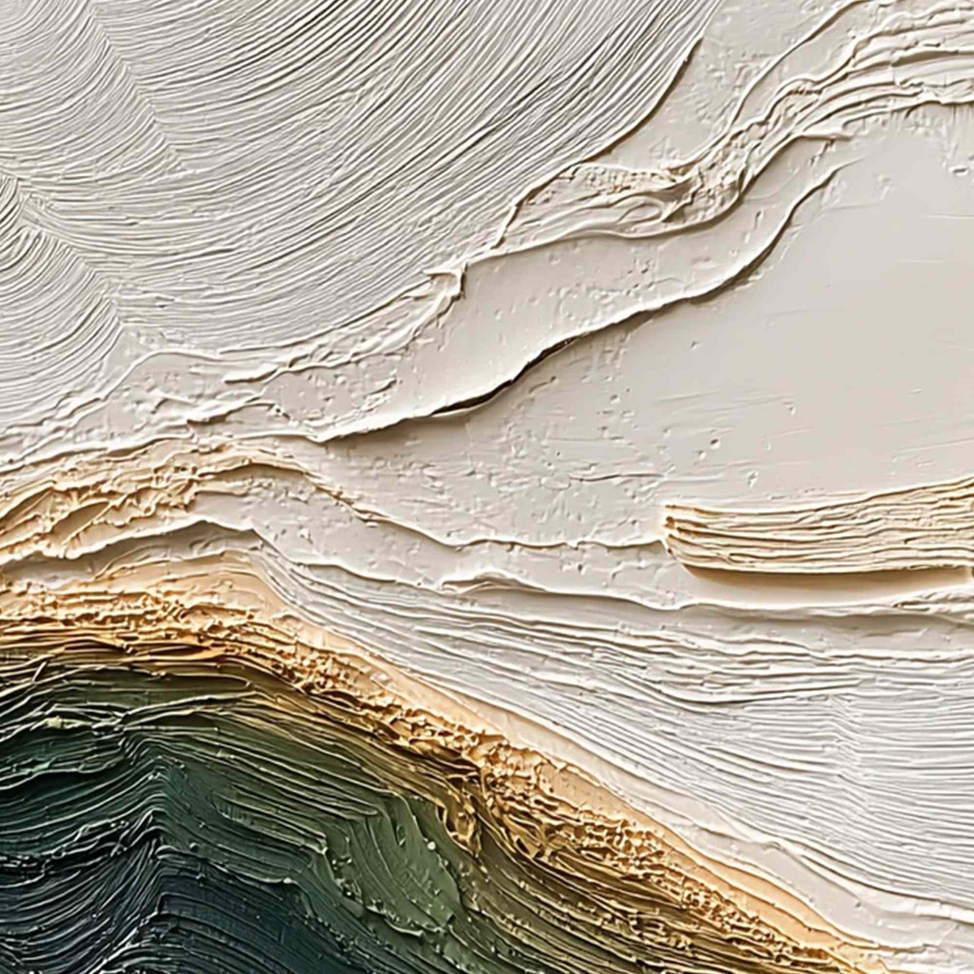 Verdant Coast | Textured Abstract Landscape Oil Painting