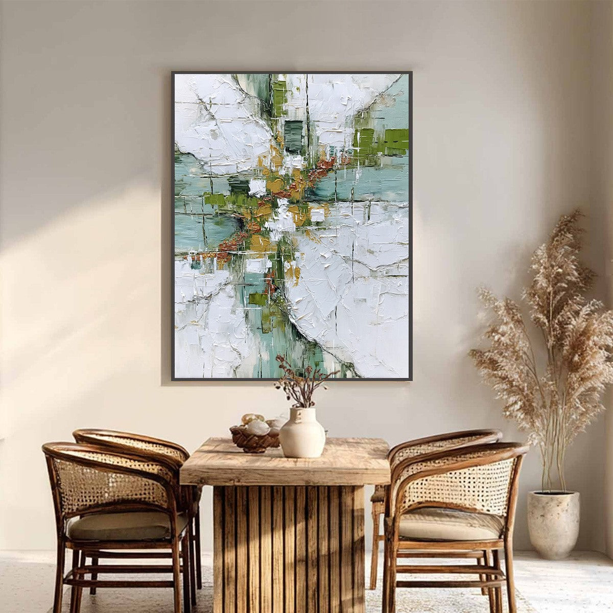 VERDANT ECHO: Textured Abstract Painting in Earth Tones