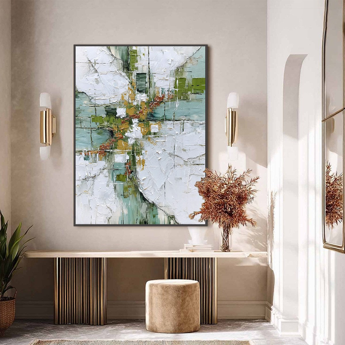 VERDANT ECHO: Textured Abstract Painting in Earth Tones
