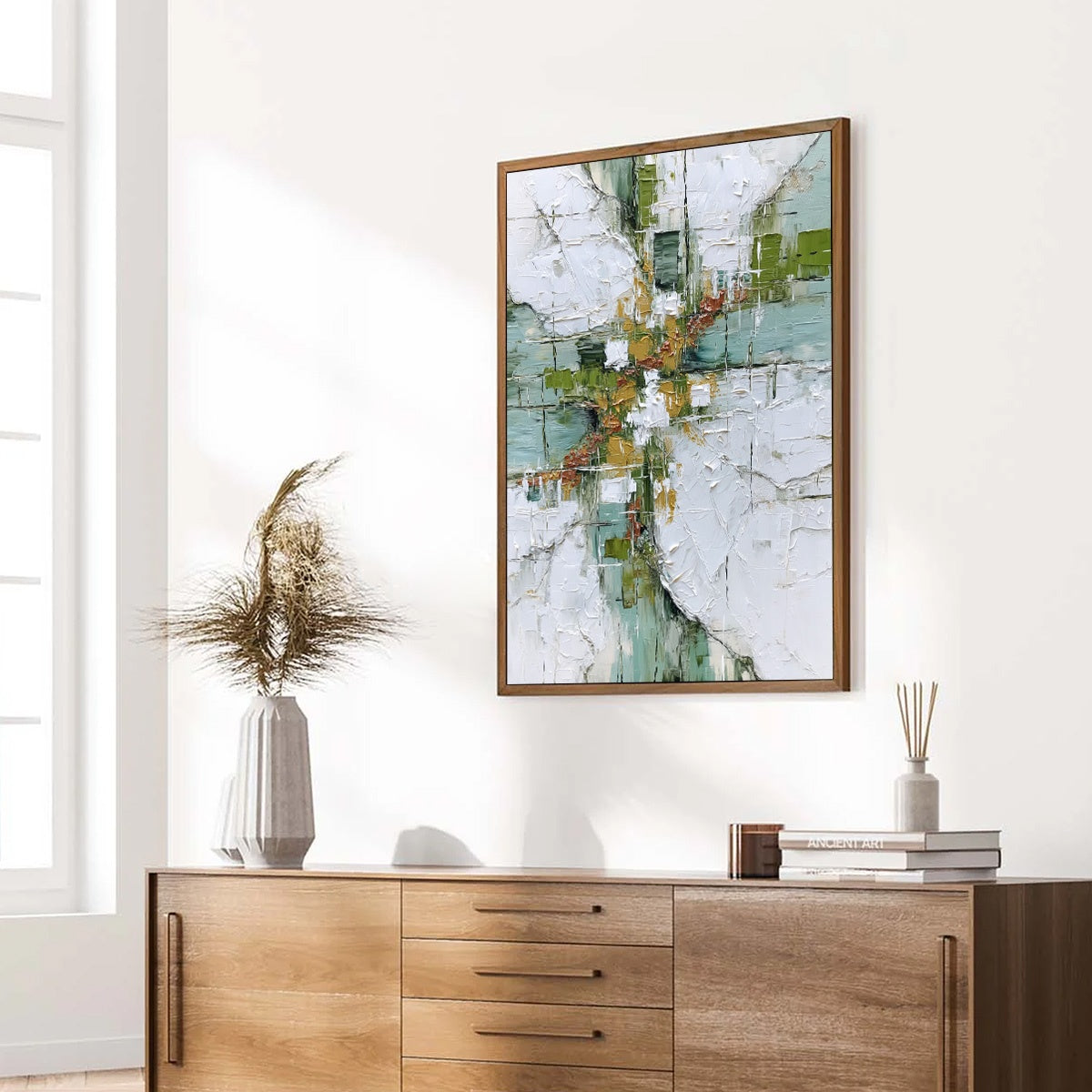 VERDANT ECHO: Textured Abstract Painting in Earth Tones