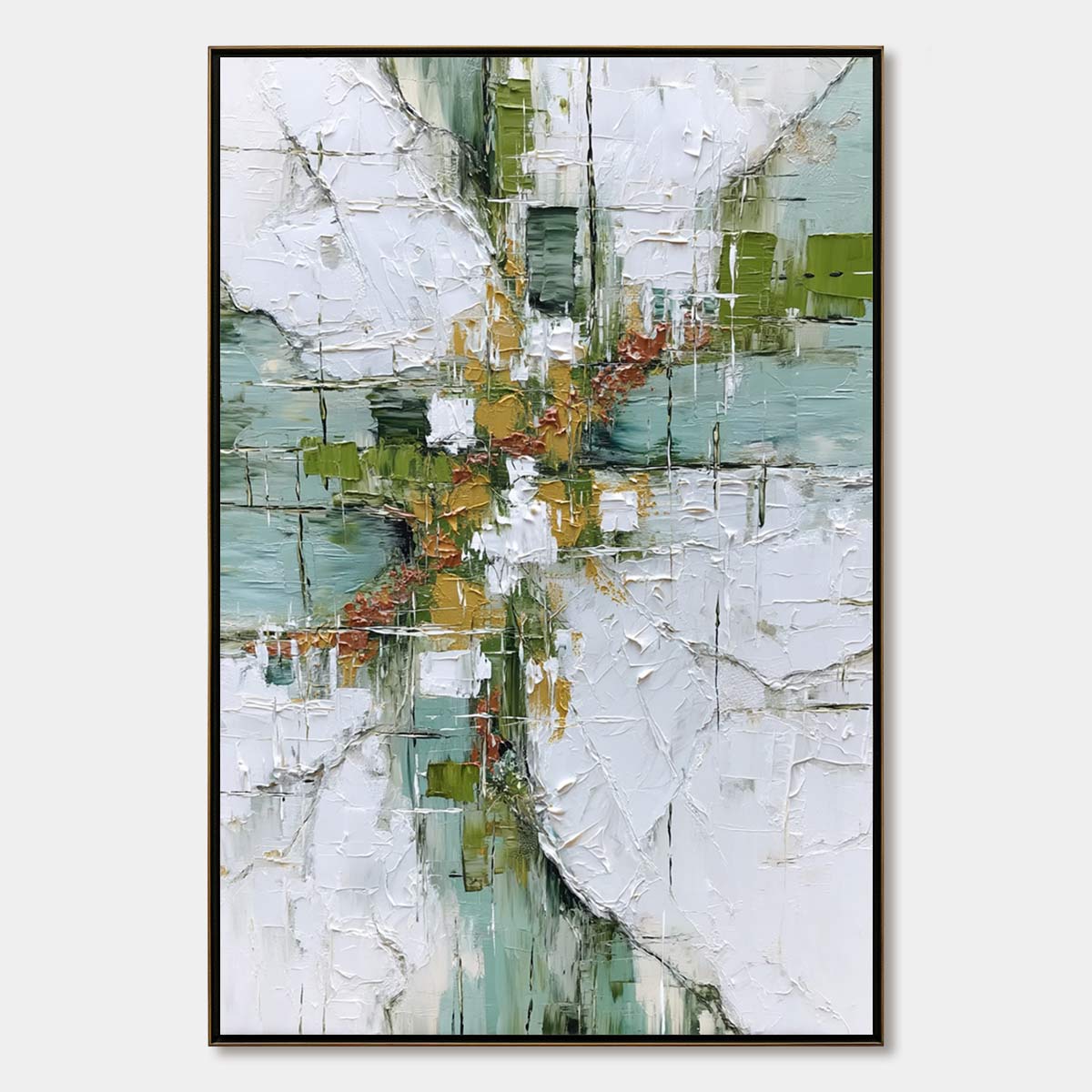 VERDANT ECHO: Textured Abstract Painting in Earth Tones
