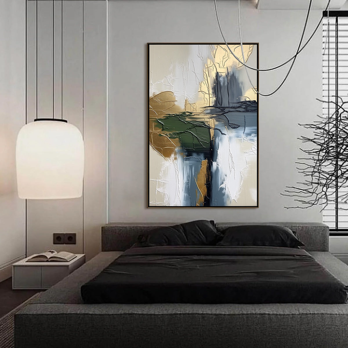 VERDANT ECHO: Textured Wabi Sabi Abstract Landscape Painting