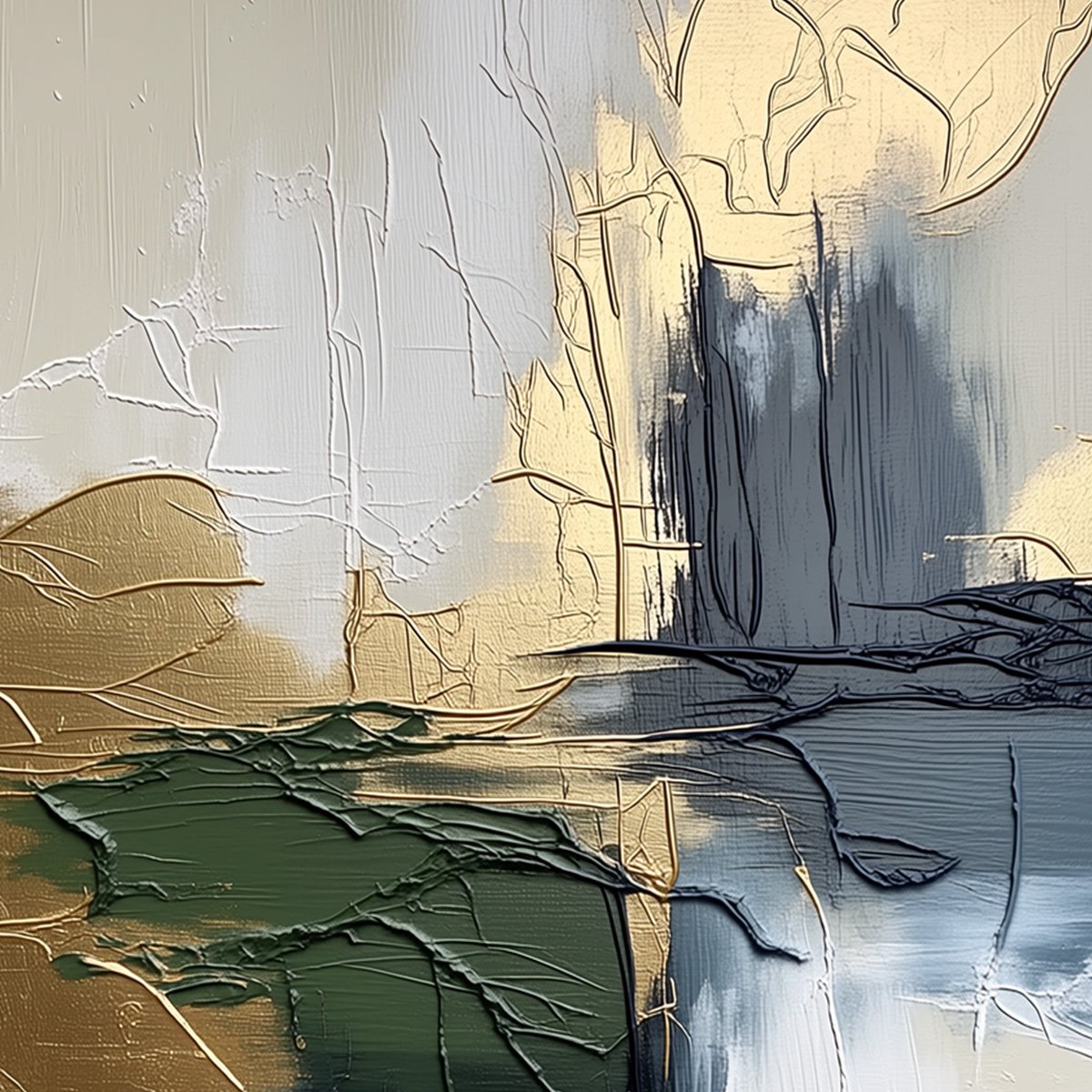 VERDANT ECHO: Textured Wabi Sabi Abstract Landscape Painting