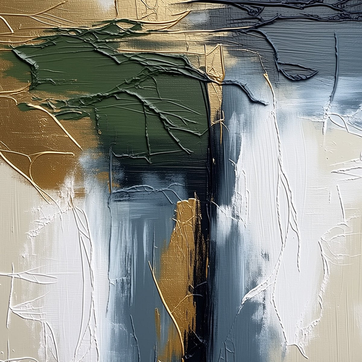 VERDANT ECHO: Textured Wabi Sabi Abstract Landscape Painting