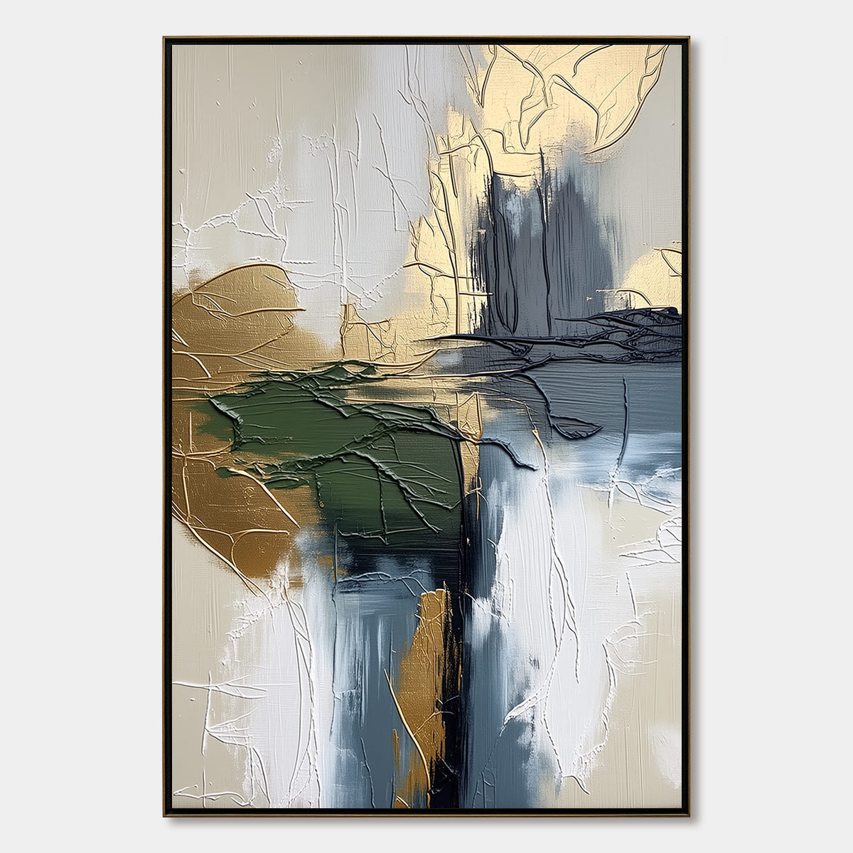 VERDANT ECHO: Textured Wabi Sabi Abstract Landscape Painting