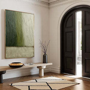 VERDANT GROOVE: Textured Wabi Sabi Abstract Landscape Painting